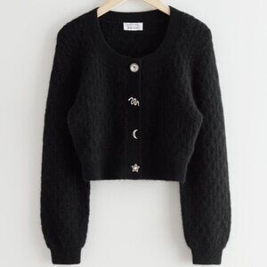 & Other Stories Chic Alpaca Sweater Cardigan | Novelty Buttons, Size S —